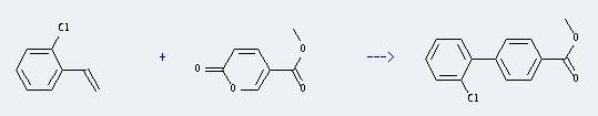 o-Chlorostyrene can react with 6-oxo-6H-pyran-3-carboxylic acid methyl ester to produce 2'-chloro-biphenyl-4-carboxylic acid methyl ester